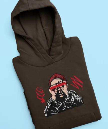 Overthinking Mood Graphic Brown Hoodie