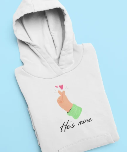 He's Mine Finger Heart Hoodie for Women