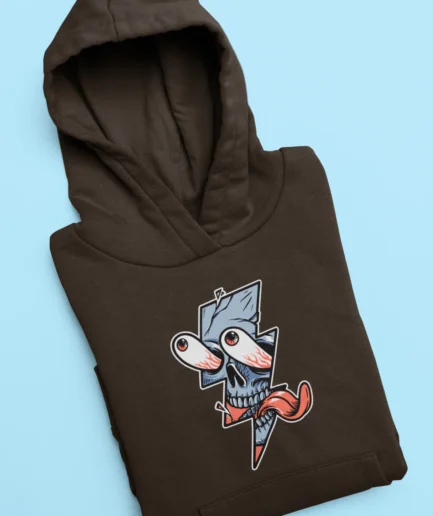 Crazy Cartoon Skull Brown Hoodie
