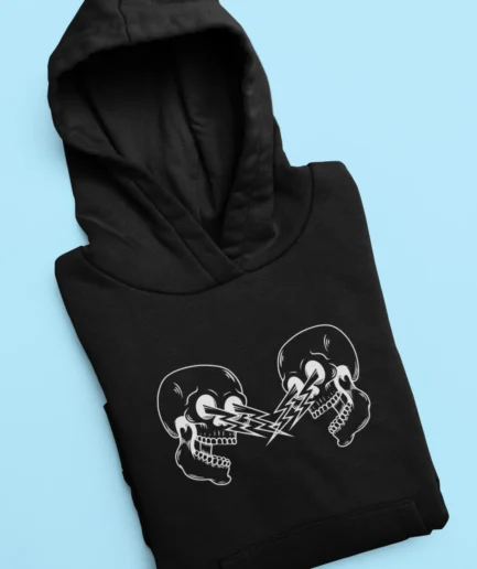 Electric Skull Black Graphic Hoodie
